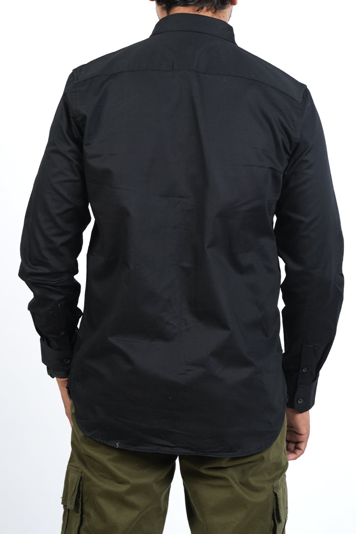 Black Solid Cotton Shirt