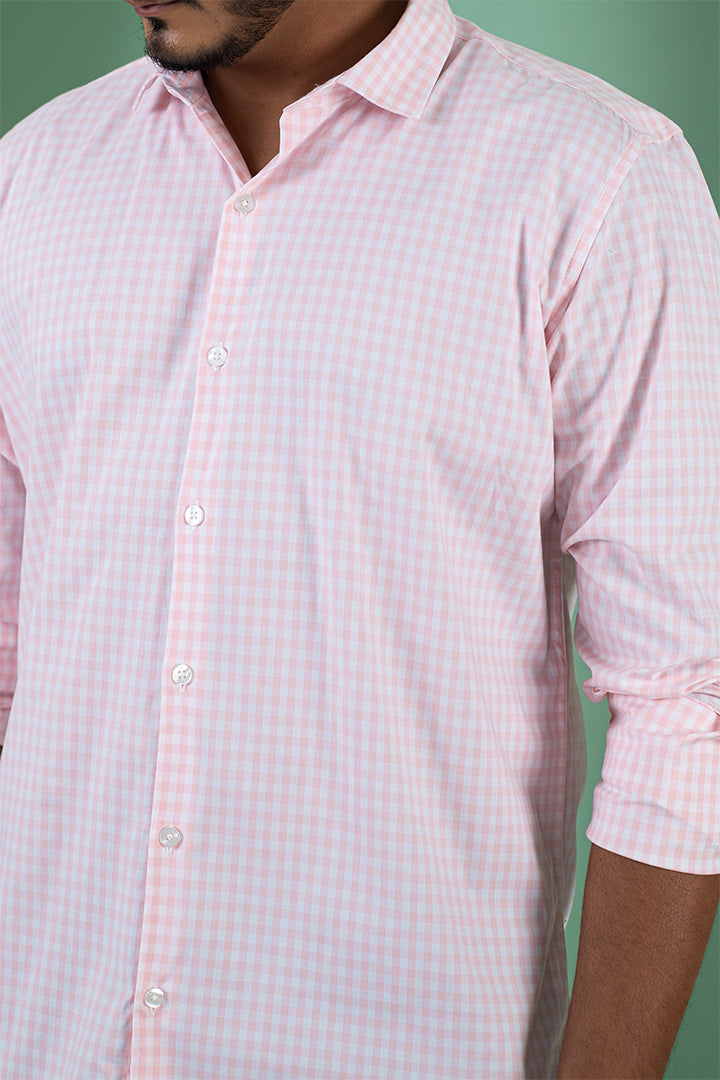 Light Pink Check Cotton Shirt