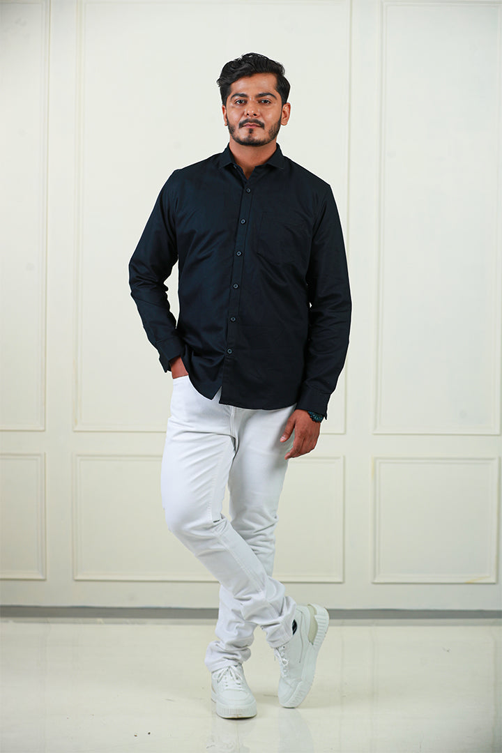 Navy Blue Solid Shirt