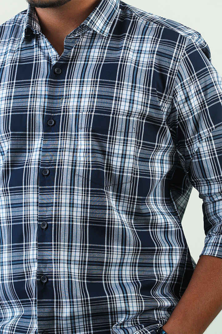 Blue Cotton Check Shirt