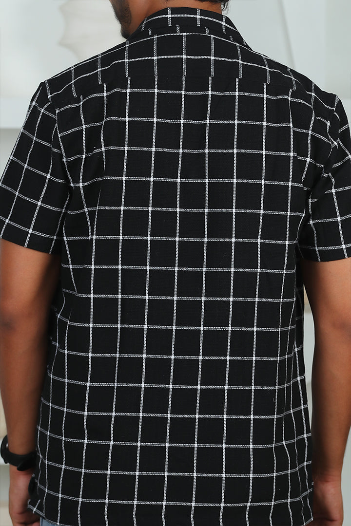 Black Check Crochet Shirt