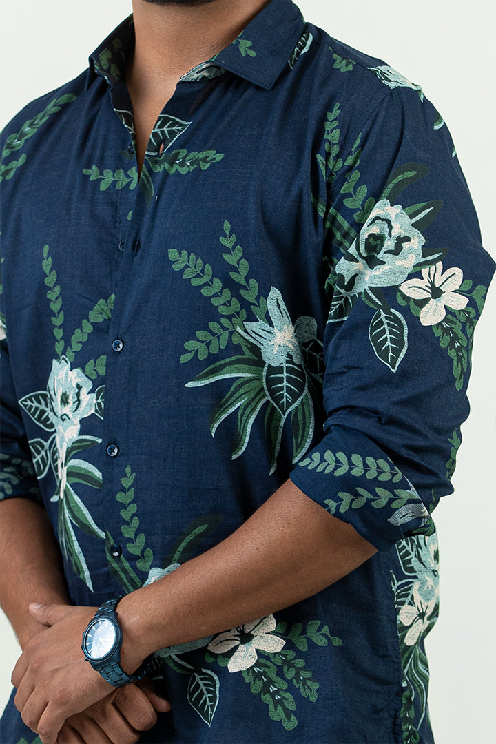 Blue Floral Print Shirt