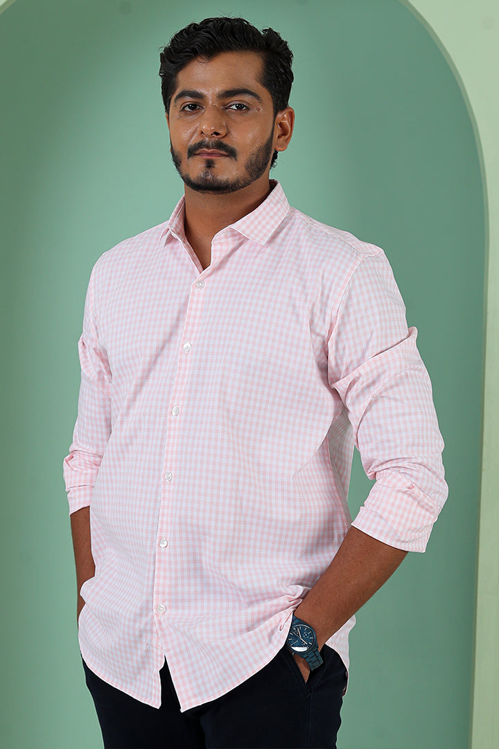 Light Pink Check Cotton Shirt