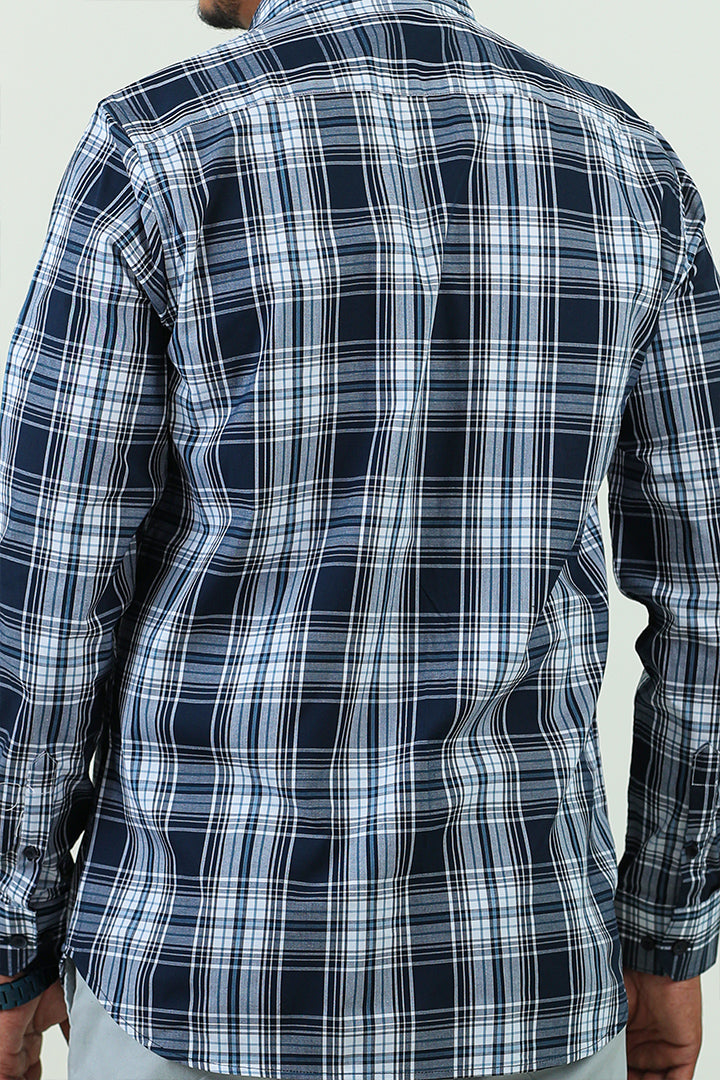 Blue Cotton Check Shirt