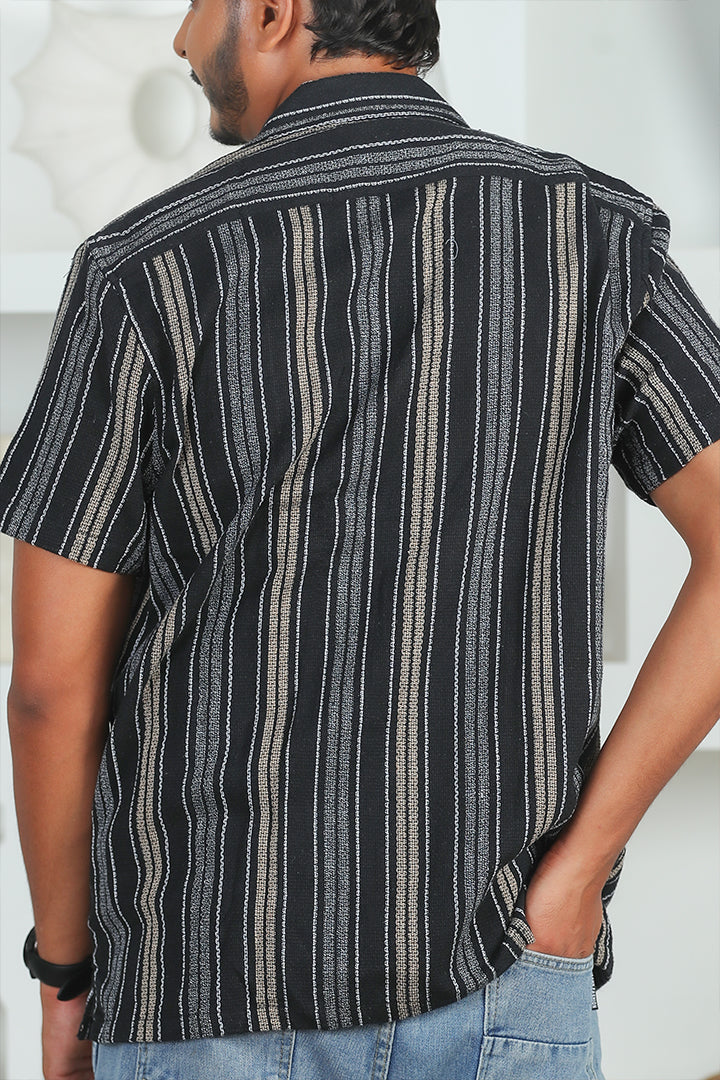 Black Stripes Crochet Shirt