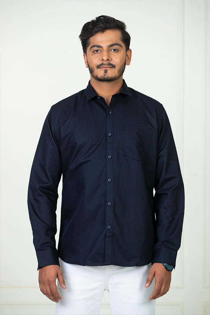 Navy Blue Solid Shirt