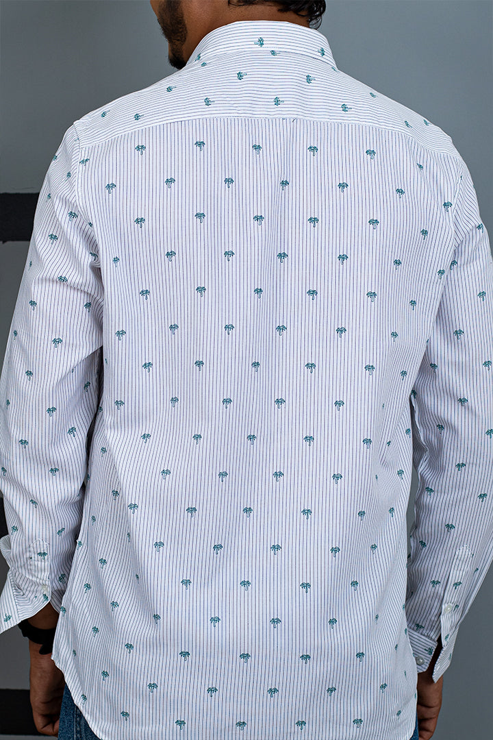 White Coconut Print Cotton Shirt