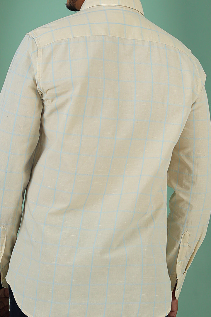 Linen Blend Yellow Check Shirt