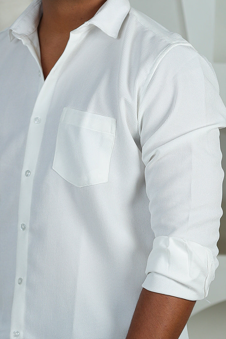 White Waffle Textured Shirt